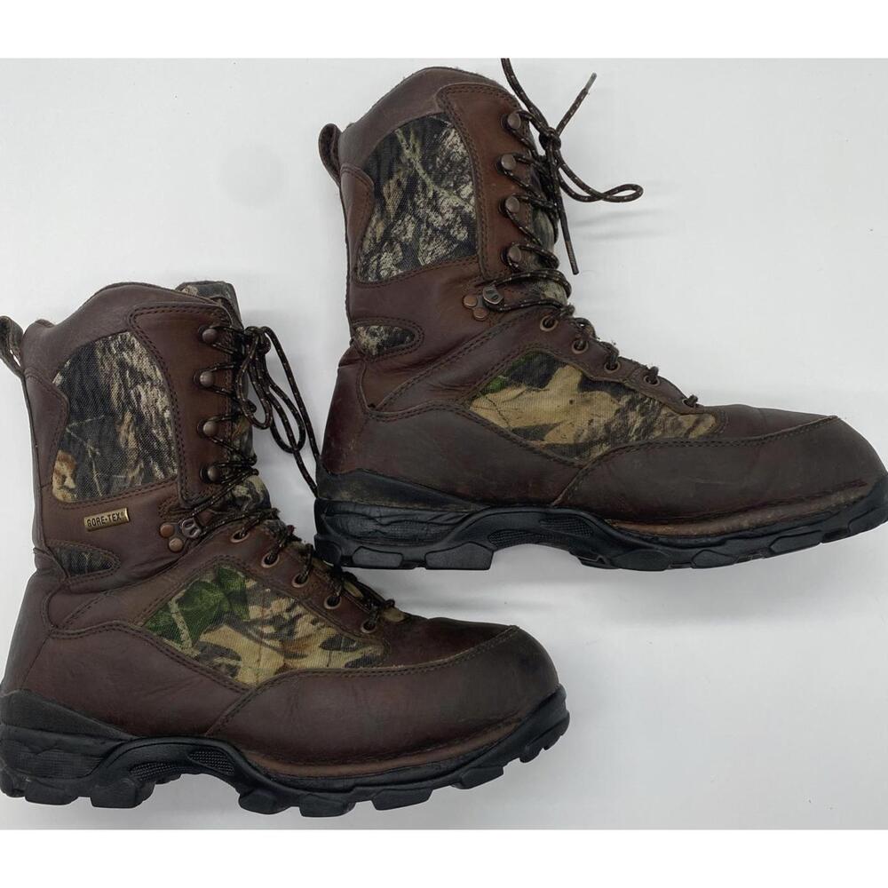 VTG Cabela's Iron Ridge GORE-TEX  Thinsulate Ultra Leather Camo Boots 10” Sz 8